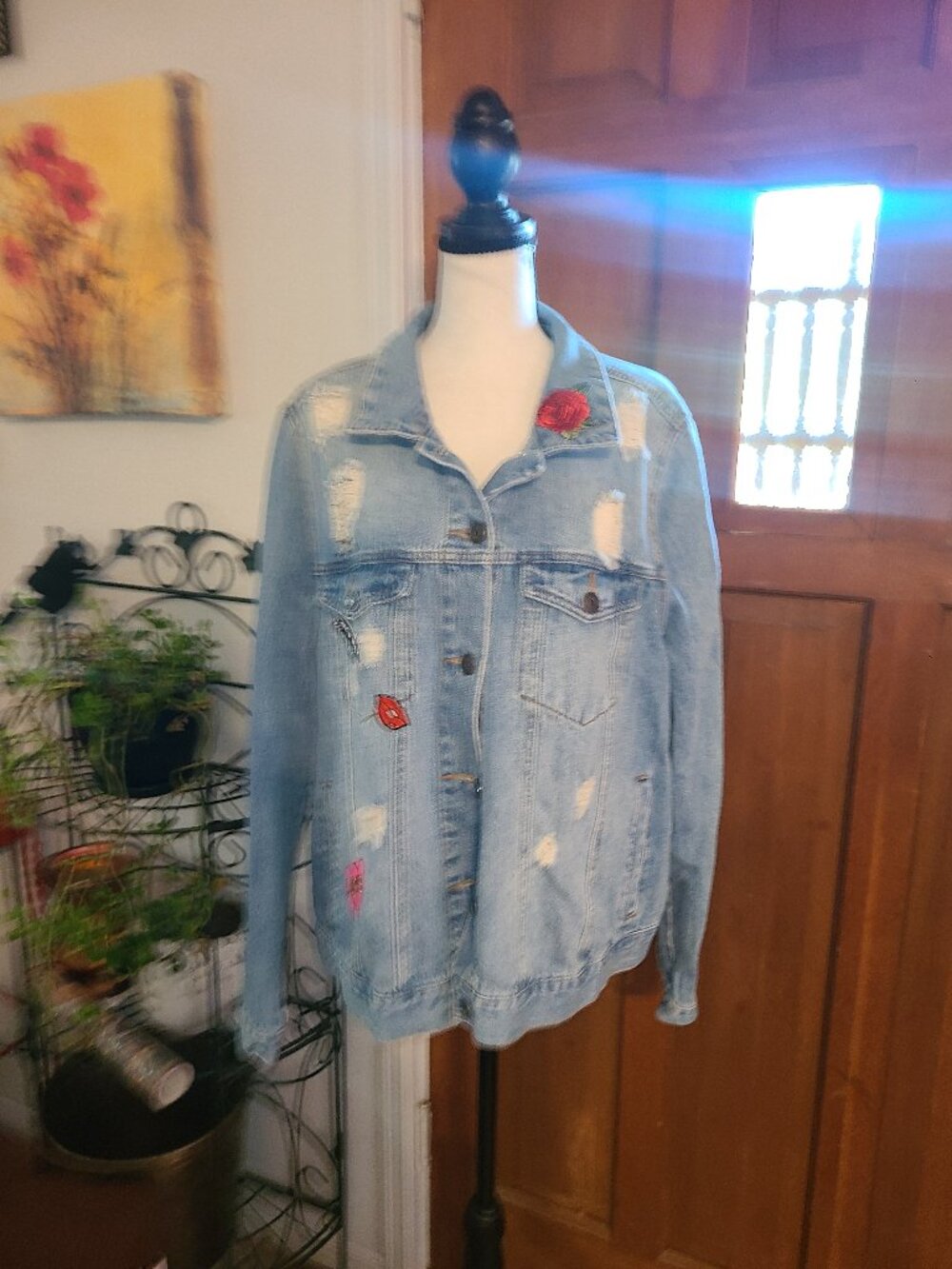 2X Distressed Denim Jacket Patches Decorated Light Jean Jacket Forever 21